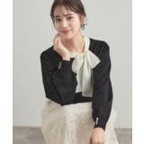 ブラック(019) | 【洗える・着映え】オーガンジーリボンタイ ニット | Couture brooch