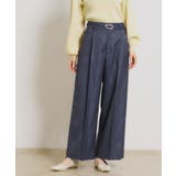 ネイビー(094) | 【洗える・S-LL】デニムライク ベルト付きパンツ | Couture brooch