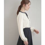 【洗える・ハレの日・通勤】配色 細リボンタイ ブラウス | Couture brooch | 詳細画像5 