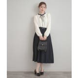 【洗える・ハレの日・通勤】配色 細リボンタイ ブラウス | Couture brooch | 詳細画像1 