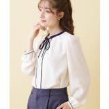 【洗える・ハレの日・通勤】配色 細リボンタイ ブラウス | Couture brooch | 詳細画像9 