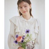 アイボリー(004) | 【洗える・リボン取り外し可】フリルジョーゼットブラウス | Couture brooch