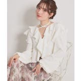 オフホワイト(003) | ラッフルショートブラウス | Couture brooch