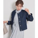 ネイビー(094) | 【洗える・綿100％】パール調ボタン デニムジャケット | Couture brooch