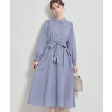 ブルー(392) | 【洗える】ロゴエンブロ シャツワンピース | Couture brooch