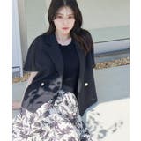 ブラック(019) | 【洗える】メッシュ調 半袖ジャケット | Couture brooch