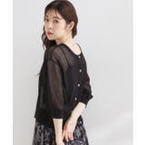 ブラック(019) | 【前後2WAY・洗える】愛され5分袖シアーカーディガン | Couture brooch