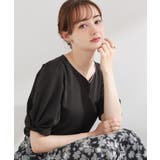 ブラック(519) | 【洗える】袖リボンデザイン ハートネック ブラウス | Couture brooch