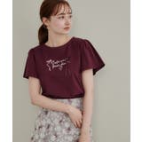 ボルドー(164) | リボンロゴTシャツ | Couture brooch