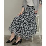 ブラック(119) | 【上品な透け感】オパールチェック花柄スカート【洗濯機可】 | Couture brooch