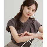 ブラウン(044) | 【さらっと軽い】ラッフルスリーブ ブラウス【洗濯機可】 | Couture brooch