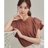 オレンジ(069) | 【さらっと軽い】ラッフルスリーブ ブラウス【洗濯機可】 | Couture brooch