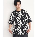 ブラック(119) | ビッグシルエット総柄アソートTシャツ 幾何学/ドット/ストライプ/バックロゴ | THE SHOP TK