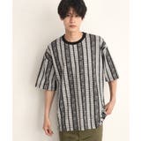 ブラック(319) | ビッグシルエット総柄アソートTシャツ 幾何学/ドット/ストライプ/バックロゴ | THE SHOP TK