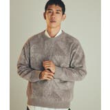 グレージュ(050) | 総柄モールニットクルーネック ユニセックス | THE SHOP TK