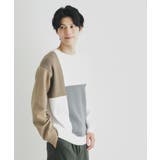 オフホワイト(503) | 異素材ブロッキングニットプルオーバー | THE SHOP TK