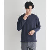 ネイビー(094) | スラブワッフルフェイクレイヤード長袖Tシャツ | THE SHOP TK