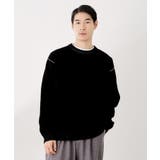 ブラック(019) | 【包み込まれるような柔らかさ】配色モールニット 洗濯機OK | THE SHOP TK