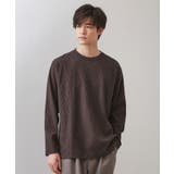 ブラウン(044) | リンクスジオメトリック長袖Tシャツ【サスティナブル素材使用/洗濯機OK】 | THE SHOP TK