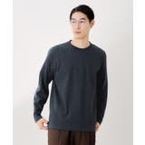 ネイビー(094) | リンクスジオメトリック長袖Tシャツ【サスティナブル素材使用/洗濯機OK】 | THE SHOP TK