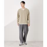 【一枚でコーディネートが完成!】レイヤード風キーネック長袖Tシャツ 洗濯機OK | THE SHOP TK | 詳細画像11