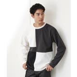 オフホワイト(003) | 【一枚で着映える】パターンブロッキング長袖Tシャツ 洗濯機OK | THE SHOP TK