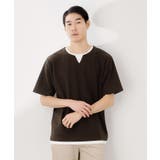 ブラウン(043) | ツイルキーネック半袖Tシャツ | THE SHOP TK