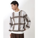 オフホワイト(003) | チェックジャカードニット【洗濯機OK】 | THE SHOP TK