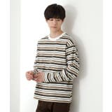 ホワイト(301) | ランダムボーダー長袖タフTシャツ 【洗濯機OK】 | THE SHOP TK