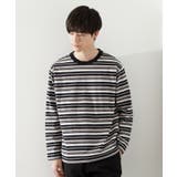 ブラック(319) | ランダムボーダー長袖タフTシャツ 【洗濯機OK】 | THE SHOP TK