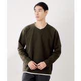 ブラウン(044) | 【一枚でコーディネートが完成！】レイヤード風クルーネック長袖Tシャツ 洗濯機OK | THE SHOP TK