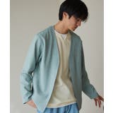 ブルーグリーン(097) | リサイクルシャークスキンノーカラーカーディガン セットアップ可 | THE SHOP TK