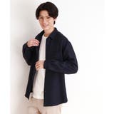 ネイビー(494) | ウールライクへリンボンシャツ リラックスシルエット | THE SHOP TK