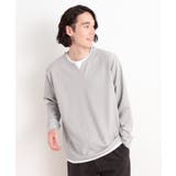 ライトグレー(011) | バスケット編みキーネックTシャツ | THE SHOP TK