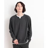 スミクロ(018) | バスケット編みキーネックTシャツ | THE SHOP TK