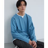 ブルー(092) | バスケット編みキーネックTシャツ | THE SHOP TK