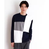 ネイビー(594) | パネルブロッキング長袖Tシャツ | THE SHOP TK
