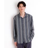 ネイビー(394) | マルチストライプ長袖シャツ | THE SHOP TK