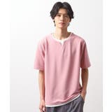ピンク(072) | ミニフクレキーネック半袖Tシャツ | THE SHOP TK