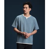 ブルー(092) | ミニフクレキーネック半袖Tシャツ | THE SHOP TK
