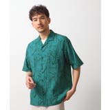 グリーン(022) | 総柄サッカー半袖シャツ マシンウォッシャブル | THE SHOP TK