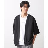 ブラック(019) | 梨地アンサンブルカーディガン 五分袖カーディガン＋半袖Tシャツセット マシンウォ… | THE SHOP TK