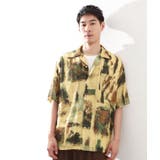 ベージュ(452) | アートプリントメッシュ半袖シャツ 【洗濯機OK】 | THE SHOP TK