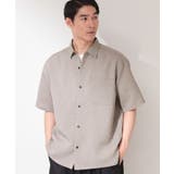 ライトベージュ(051) | 【LINO FINE】 リネンライク半袖シャツ | THE SHOP TK