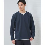 ネイビー(094) | 【1枚で手抜きに見えない】キーネック フェイクレイヤード長袖Tシャツ | THE SHOP TK