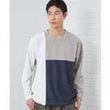 オフホワイト(503) | 【ちょうどいいカジュアル】パネルブロッキング長袖Tシャツ | THE SHOP TK