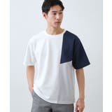 オフホワイト(503) | 【一枚で着映える】パターンブロッキング 半袖Tシャツ 洗濯機OK | THE SHOP TK