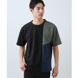 ブラック(519) | 【一枚で着映える】パターンブロッキング 半袖Tシャツ 洗濯機OK | THE SHOP TK