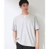 ライトグレー(011) | 【一枚でコーディネートが完成！】レイヤード風 キーネック 半袖Tシャツ | THE SHOP TK