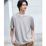 ライトベージュ(051) | 【一枚でコーディネートが完成！】レイヤード風 キーネック 半袖Tシャツ | THE SHOP TK